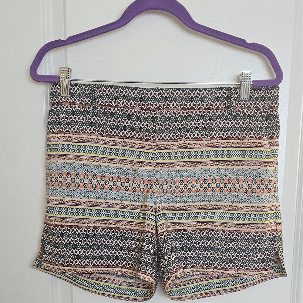 The Limited Orange and Black Bermuda Shorts with Geometric Pattern